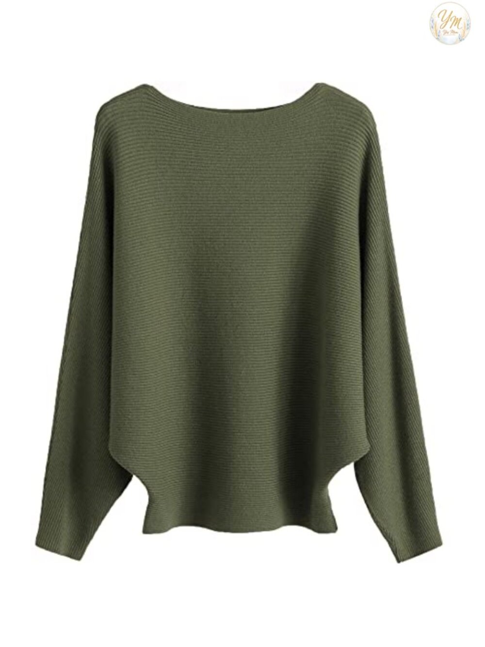 Oversized Boat Neck Batwing Knitted Sweater Dolman Sleeve Women's Pullover